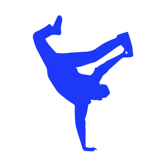 Voici une reformulation de votre phrase :</p>
<p>"Illustration d'un danseur de breakdance vêtu de bleu."